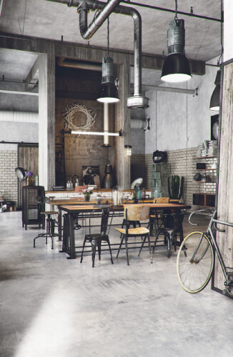 Reclaimed or recycled materials industrial style