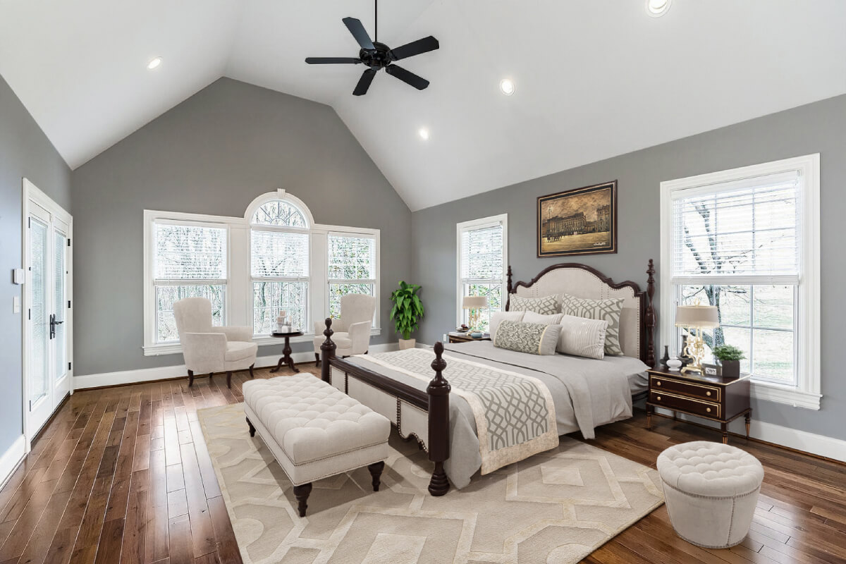 Traditional bedroom after virtual staging