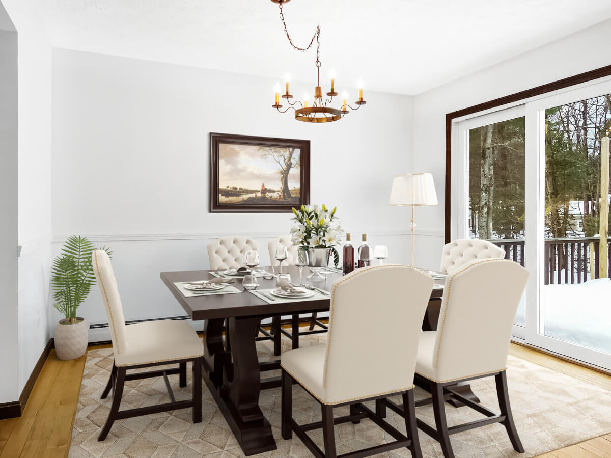 Traditional dining room after virtual staging