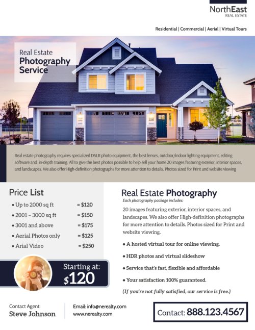Distribute flyers and brochures real estate photographer